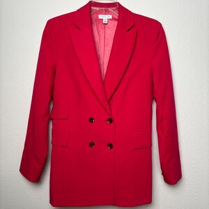 Topshop Double Breasted Blazer‎ Womens Sz 4 Bold Pink Career Jacket Preppy Chic